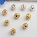 Cuentas espaciadoras esféricas huecas bañadas en oro 14K para joyería DIY en oro y plata - Estructura de Jaula (Modelo 5) / 14K Oro Retención de Color 8mm