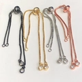 Catene a scatola regolabili in oro, argento, oro rosa e nero con ciondoli in zircone - Oro 14K