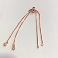 Detail of rose gold box chain slider clasp with cubic zirconia accents for bracelets - Rose Gold