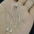 Bracciale a catena box argentata con chiusura a cursore regolabile e zirconi - Argento
