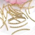 Polished 14K gold filled curved tubes with spiral twist texture for DIY jewelry making - Bent Tube (1.5x30) / 18k Gold Plated (Color Retention)