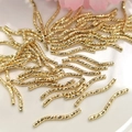 14K gold filled curved tube beads with spiral twisted texture for DIY jewelry making - S-Tube (1.5x20) / 18k Gold Plated (Color Retention)
