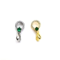 18k gold plated bail clasp with cubic zirconia and green gemstone for DIY pendants - Green Circular Bud Pendant (Style 006) / Gold