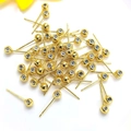 Bulk 14k gold filled DIY ear stud pins with silicone adjustable beads and mirror finish - 4mm / 18K Gold