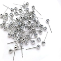 DIY jewelry 14k gold-filled earring studs with silicone adjustment beads on white background - 4mm / White Gold