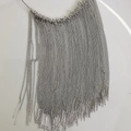 Orecchini a catena multipla in argento con design box chain ed eleganti nappe lunghe - Oro Bianco (Catena a O)