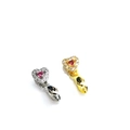 18k gold plated heart pendant with pavé crystals and pink gemstone for DIY jewelry - White Gold / Heart-Shaped with Shoe Pendant (Style A008)
