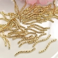 Golden twisted curved tube bead in 14K gold filled finish for jewelry making DIY - S-Tube (1.5x30) / 18k Gold Plated (Color Retention)