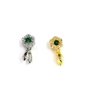 18k gold plated flower pendant with green center stone and diamond inlay in gold and silver - Green Main Stone Flower Style (Style A004)