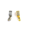 Macro detail of 18k gold and silver pendant clasps with micro-pave cubic zirconia stones - Micro-Pave Rhinestone Row Style (Model A005)