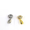 Detail of 18k gold and silver pendants featuring sparkling cubic zirconia in traditional lock shapes - Auspicious Lock Lucky Bag (A007 Style)
