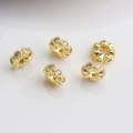 14K gold plated crown spacer beads with pavé cubic zirconia for DIY jewelry making - 12mm Large Hole Spacer Bead / 18k Gold Color Preserved