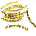 Perles tubes courbées facettées en or 14 carats pour création de bijoux DIY - 4x45mm / Or 18K