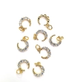 14K gold plated crescent moon pendant with micro-set zircon stones for jewelry making - Gold Moon With Ring