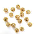 14k goldgefüllte hohle Blumenperlen mit Zirkonia-Mikropavé für DIY-Schmuckherstellung - 8mm Blumenkugel-Zirkonia / 14K-Gold
