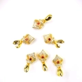 Set of six 18k gold plated pendant clasps with red stones and cubic zirconia accents - Geometric Hollow Style (4713481721288)