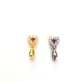 18k gold plated heart pendant pinch bails with red gems and CZ accents for DIY jewelry - Heart Clasp Only (Without Chain) / White Gold