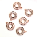 6pcs 14k rose gold plated circle pendants with micro-pave cubic zirconia for DIY jewelry - 11mm Circle Pendant / Rose Gold