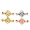 Elegant 14k gold filled flower clasp with micro zircon stones for luxury jewelry making - 18k Gold Color Preserved / Flower Buckle