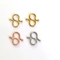 Conectores de joyería en forma de S y M en acabados oro, oro rosa y plata para bricolaje - Cierre en S con Cuenta / Oro de 18K