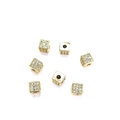 7 Stück 14k vergoldete Zirkonia-Würfelperlen für DIY-Armband- und Ohrringdesign - 6x6mm Quadrat-Zirkonia / 14K-Gold