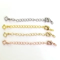 14k gold plated extender chain with lobster clasp and clover pendant for DIY jewelry - Four-Leaf Clover / Silver