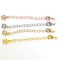 14k gold plated extender chains with lobster clasps and crown heart charms in four colors - Crown / Silver