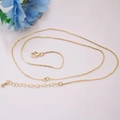 Gold-plated box chain necklace with lobster clasp and teardrop pendant on white background - 14K Gold Plated