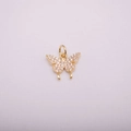 Detailed macro view of 14K gold butterfly pendant featuring micro-set cubic zirconia stones - Butterfly Style (Style 5)