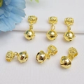 6-piece set of 14K gold-plated bell pendants with floral engraved spacer beads for DIY jewelry - 18K Gold