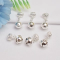 Set of six 14K gold-plated silver bell pendants for DIY bracelet and necklace jewelry - Silver