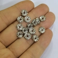 Cuentas espaciadoras plateadas con cristales para creación de joyas y pulseras - 4mm / Oro blanco
