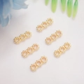 6pcs 14K gold plated three-ring row spacers with beaded edge for DIY bracelet making - 14K Gold