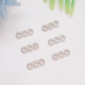 Set of 6 silver 14K gold plated three-hole bead spacers for multi-layer DIY jewelry making - White Gold