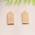 14K gold plated rectangular pendant engraved with Luck Queen for DIY jewelry making - LUCK QUEEN Rectangular Tag