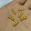 Set of 6 gold plated 14K triple-ring spacer beads for DIY jewelry making and bracelets - 18K Gold