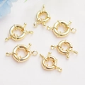 6 pieces of 14K gold plated steering wheel spring clasps for DIY jewelry making necklaces - Large 13mm Spring Clasp / 14K Gold