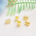 14K gold filled barrel bead with textured relief for DIY jewelry bracelet making - 18K Gold