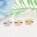 Vue détaillée de breloques papillon en or 14K serties de zircons cubiques en trois couleurs - Or 14k Couleur Préservée / Style 2 Papillon Marquise