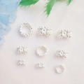 Silver hollow floral spacer beads with 14K gold plating for DIY jewelry bracelet making - 6mm / Silver Plated (Color Retention)