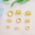 9-piece set of 14K gold plated hollow flower spacer beads for DIY bracelet jewelry making - 6mm / 18k Gold Color Preserved