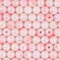 Pink AB color round acrylic beads for DIY jewelry making with shiny finish - 100 Pieces Set / Pink Iridescent (13)