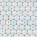 Round acrylic beads with light blue AB iridescent coating for DIY jewelry making - 100 Pieces Set / Iridescent Light Blue Cream (1)