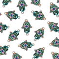 Hamsa Hand and Evil Eye alloy charms with colorful mandala patterns for jewelry DIY - Pattern 1 (5236496922200)