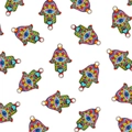 Colorful Hamsa Hand enamel charms with evil eye detail for DIY jewelry making - Pattern 4 (5236496922203)