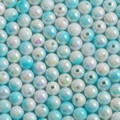 DIY acrylic round beads with blue and white gradient iridescent finish for jewelry making - 100 Pieces Set / Iridescent Blue White Gradient (7)