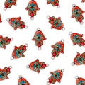 Red Hamsa Hand charm with eye and lotus pattern for DIY jewelry making and bracelets - Red Style (5236496922204)