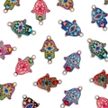 Hamsa Hand and Evil Eye connectors for jewelry making in colorful enamel finish - Bohemian Pattern Style (5236496922208)
