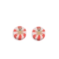 Gingerbread man design round Christmas beads in red and white stripes for DIY jewelry - Gingerbread Man