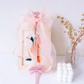 Detailed view of pink plaid cat harness with layered mesh bow and pearl embellishments - Large (3.5-8kg) / Pink Bow Ribbon